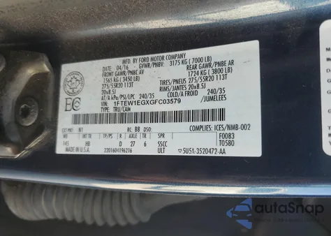 2016 Ford F150 Supercrew z USA, uszkodzony, nr VIN 1FTEW1EGXGFC03579